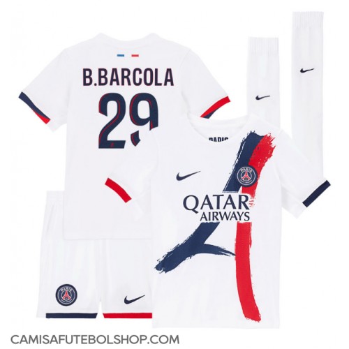 Camisa de time de futebol Paris Saint-Germain Bradley Barcola #29 Replicas 2º Equipamento Infantil 2025-26 Manga Curta (+ Calças curtas)